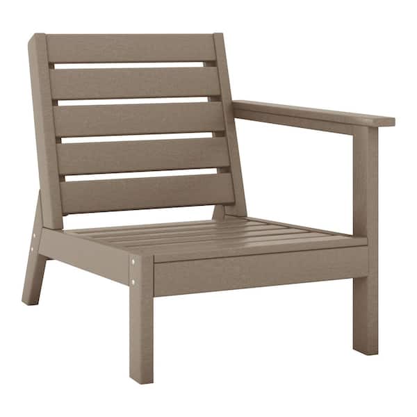 WESTIN OUTDOOR Birchwood Outdoor Patio Deep Seating HDPE Lounge Chair with Right Facing Arm in Weathered Wood