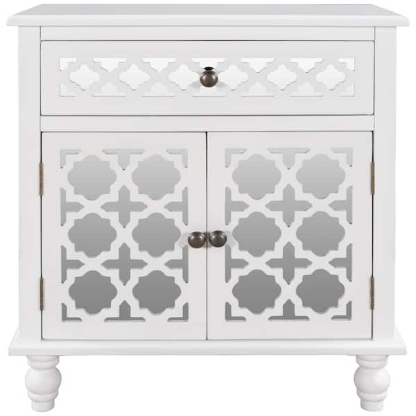 Tileon 29.5 in. x 14.1 in. x 31.8 in. H in White MDF Assembled Kitchen Cabinet with Solid Wood Frame and Legs