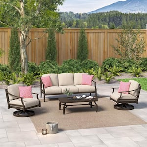 Tamarin 4-Piece Aluminum Patio Conversation Set with Sunbrella Cushions