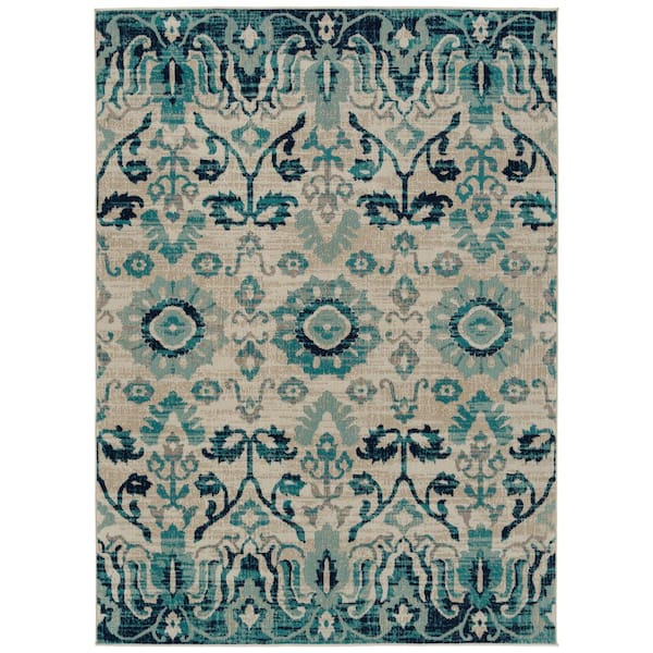Kaleen Zuma Beach Collection Blue 5 ft. 3 in. x 7 ft. 3 in. Rectangle Indoor/Outdoor Area Rug