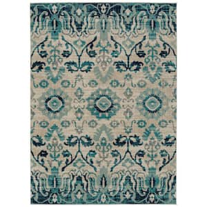 Zuma Beach Collection Blue 7 ft. 10 in. x 10 ft. Rectangle Indoor/Outdoor Area Rug