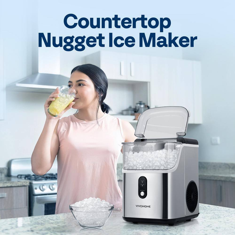 33 lb Stainless Steel White Nugget Countertop Ice Maker