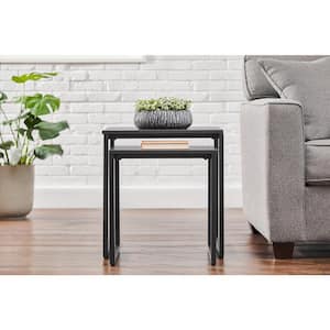 Donnelly Black Nesting Tables with Black Wood Top (Set of 2)