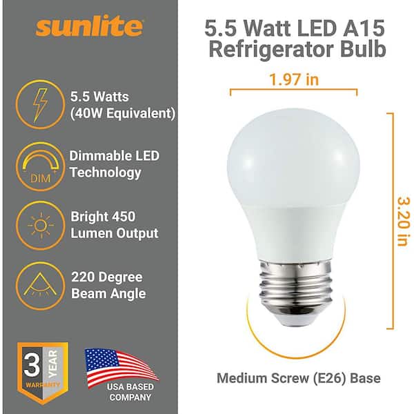 5.5 Watt A15 LED Dimmable ENERGY STAR Refrigerator Appliance Light Bulb in  Daylight 5000K (6-Pack)