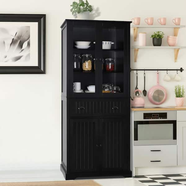 Black pantry clearance cabinet with doors