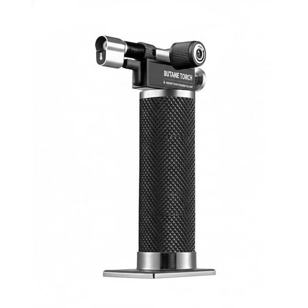 Metal Refillable Dual Flame Butane Torch Lighter Gun Ergonomic Handle Adjustable Flame Cooking Welding Tool