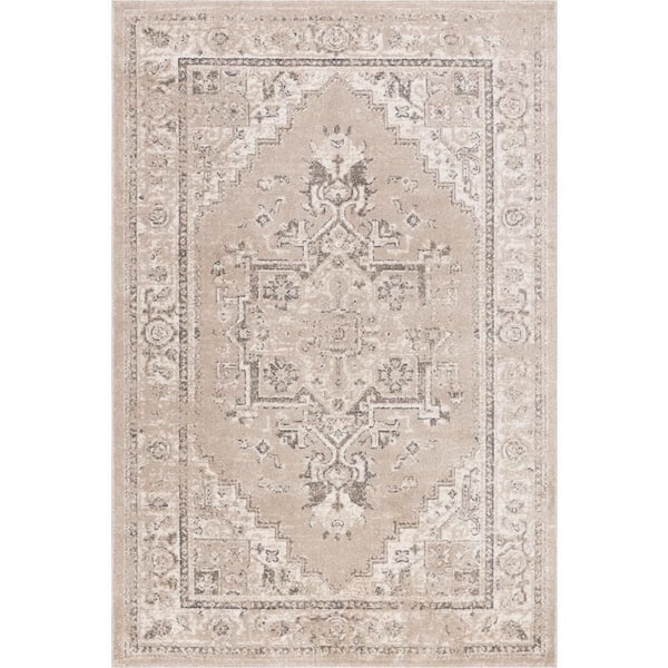 Harley Vintage Medallion Ivory 7 ft. x 9 ft. Indoor Area Rug
