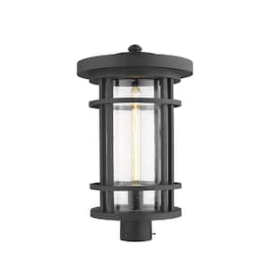 Jordan 20.25 in. 1-Light Black Aluminum Hardwired Outdoor Weather Resistant Post Light Round Fitter w/No Bulb Included