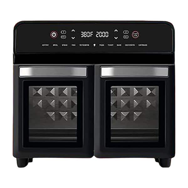 24Qt Stainless Steel Air Fryer Oven with Rotisserie, Dual Zone, 10-in-1 Functions, 360° Even Heating, Digital Black