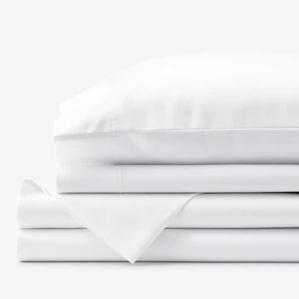 The Company Store Legends Hotel Supima Cotton Wrinkle-Free 4-Piece White Sateen King Sheet Set