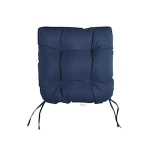Sunbrella Canvas Navy Tufted Chair Cushion Round U-Shaped Back 16 x 16 x 3