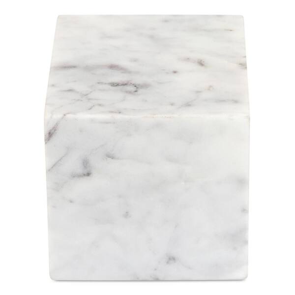 NADAAL STUDIOS Ysabel White 3.5 in. x 3.5 in. Square Purple Marble Stone Tabletop Accent