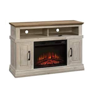 47.48 in. Chalk Oak Rectangle Engineered Wood TV Console with Fireplace Fits TV's up to 50 in.