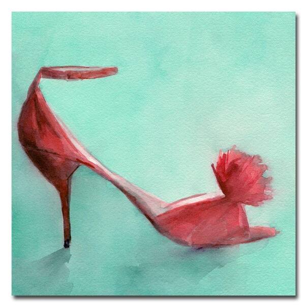 Trademark Fine Art 24 in. x 24 in. Red Shoes with Feather Canvas Art-DISCONTINUED