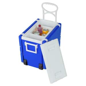 Blue 25 Qt. Plastic Beverage Wheeled Cooler with Chairs