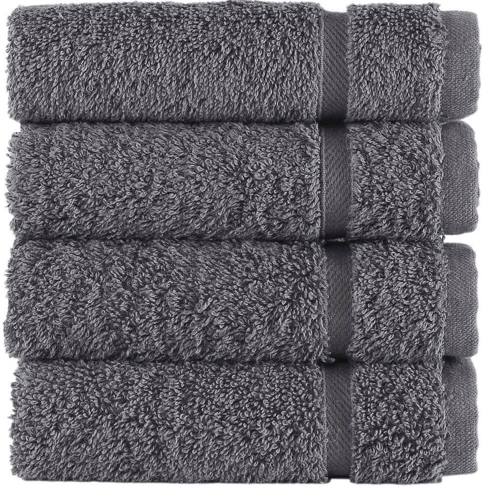 Hawmam Linen 4-Piece Grey Turkish Cotton Washcloth Set