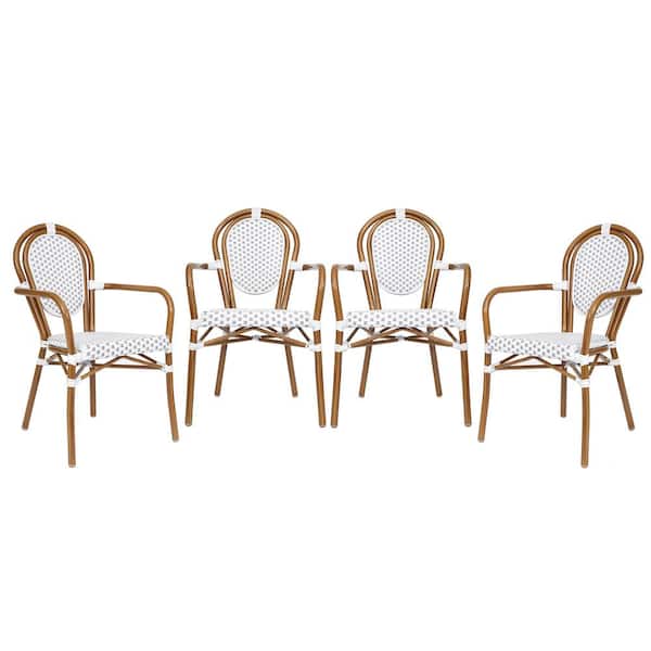 TAYLOR + LOGAN Brown Aluminum Outdoor Dining Chair in Gray Set of 4