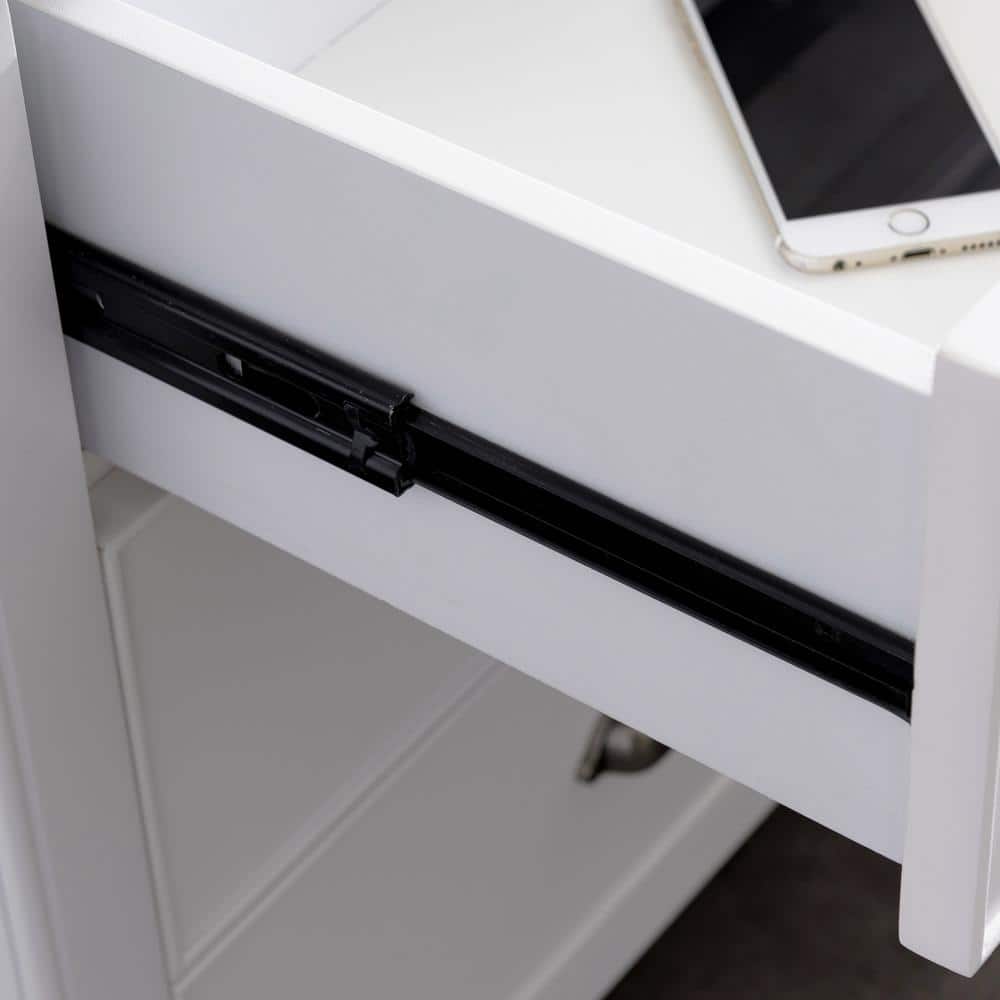 Orchid White Solid Wood Nightstand with USB-C and A/C Ports