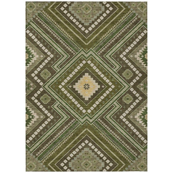 Chantille Machine Washable Indoor/Outdoor Abstract ACN1010 Olive 2 ft. 6 in. x 3 ft. 10 in. Area Rug