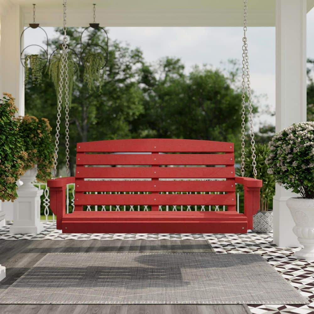 Cardinal Red HDPE Traditional 2-Person Porch Swing