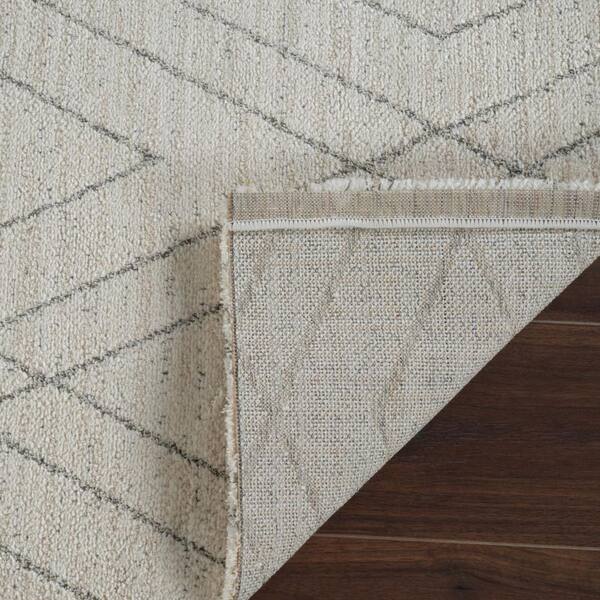 2 ft. x 8 ft. Beige Abstract Washable Area Rug