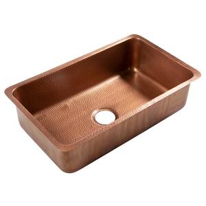 Orwell 30 in. Undermount Single Bowl 16 Gauge Antique Copper Kitchen Sink