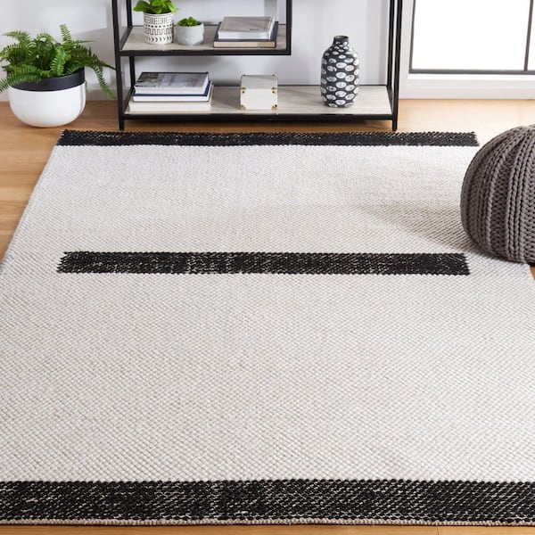 Natura 8 ft. x 10 ft. Ivory/Black Geometric Border Area Rug
