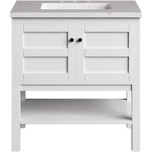31.5 in. W x 22.05 in. D x 33.46 in. H Manorville Vanity Cabinet with Sink Combo, 2 Doors, White Cabinet