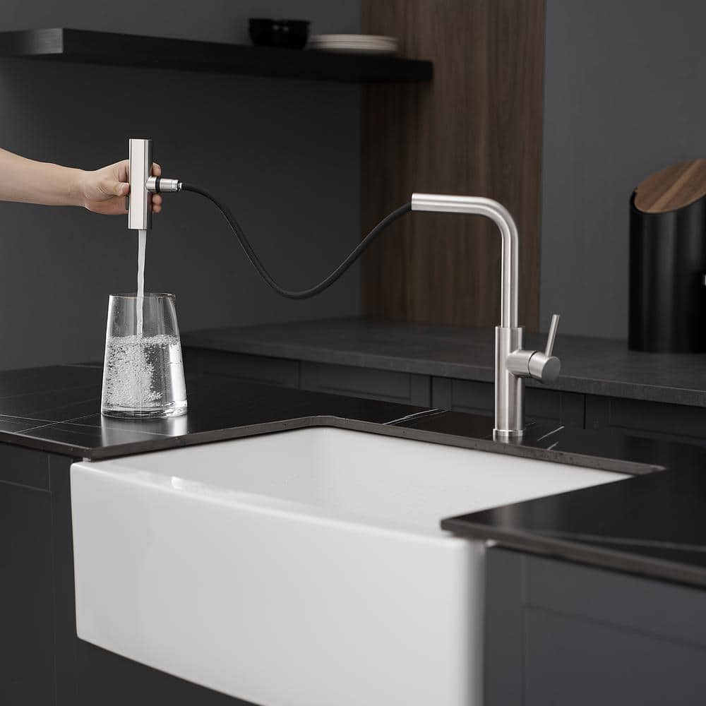Brushed Nickel Single Handle Pull Down Kitchen Faucet