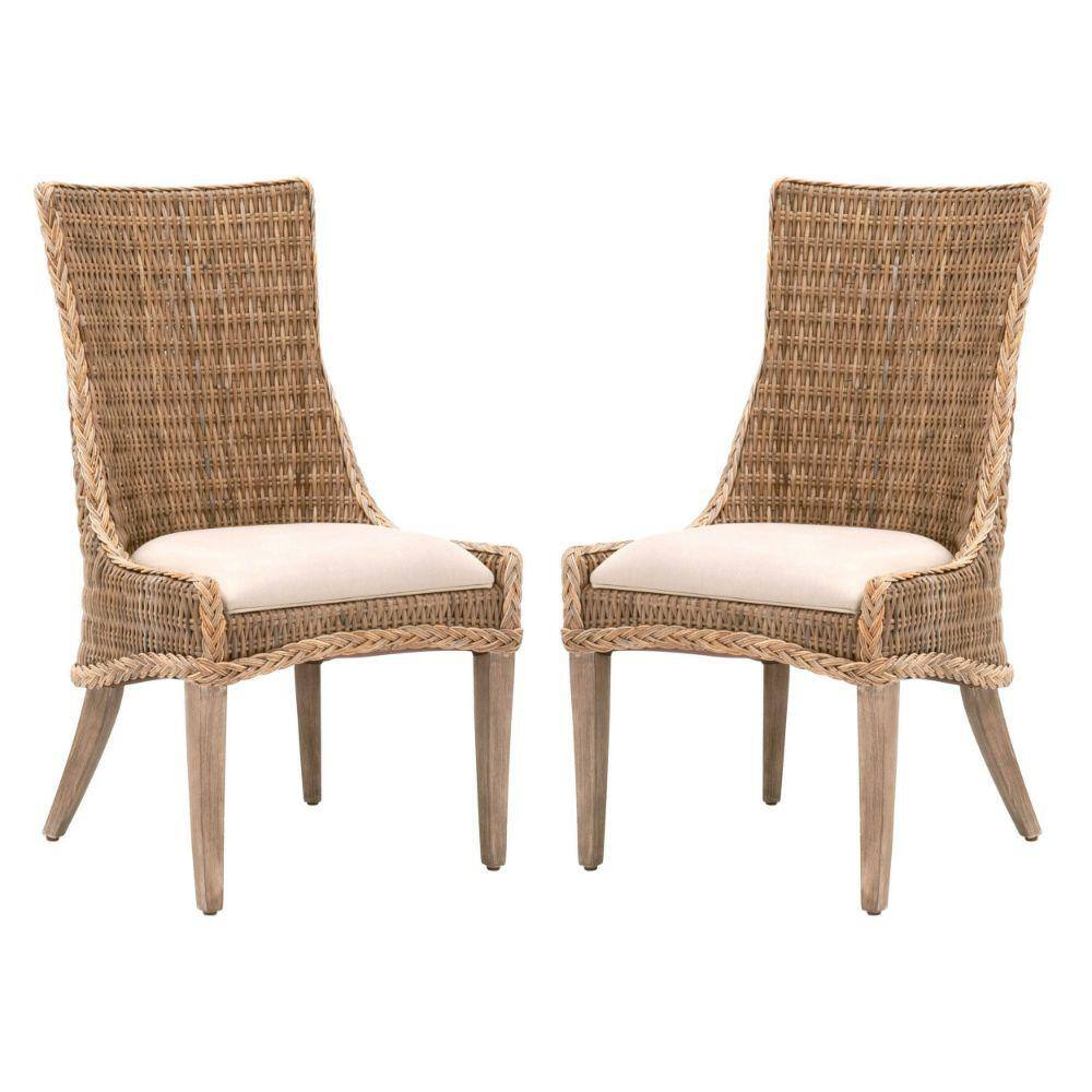 Benjara Brown Fabric Thick Cushion Dining Chair BM287824 - The Home Depot