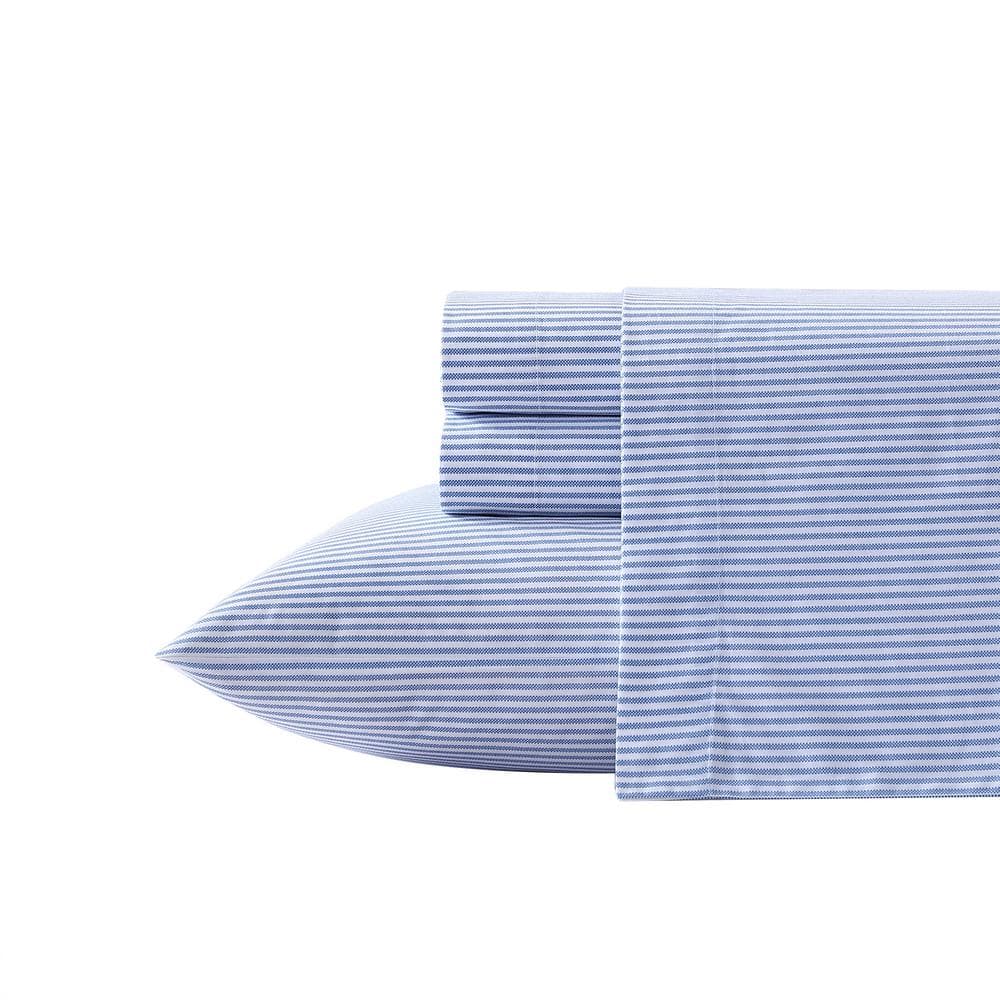 Poppy & Fritz Oxford Stripe 3-Piece Blue Cotton Twin XL