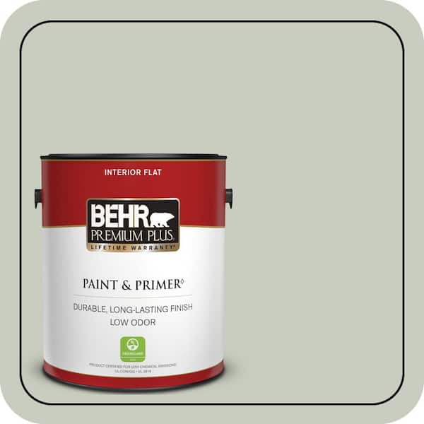 BEHR PREMIUM PLUS 1 gal. #PPL-80 Dynasty Celadon Flat Low Odor Interior Paint & Primer