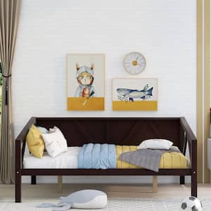 Black Wooden Full Size Daybed Frame, Sofa Bed with Wood Slat Support, Full Bed Frame for Bedroom Living Room