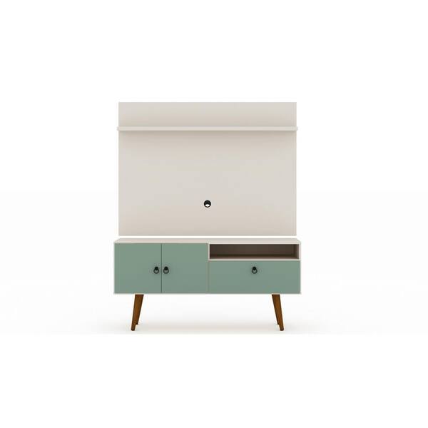 Luxor Montauk 54 in. Off-White and Green Mint Composite Entertainment Center Fits TVs Up to 50 in. with Wall Panel