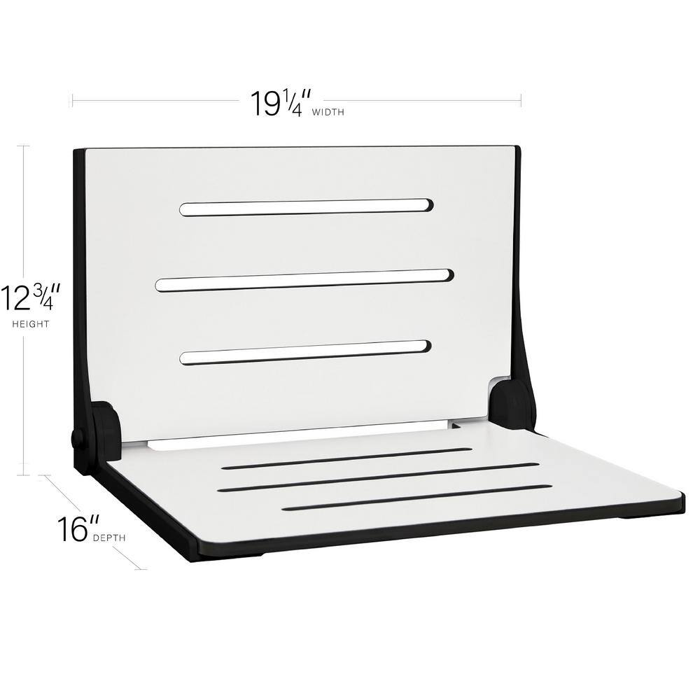 White and Black Wall-Mounted Folding Shower Seat