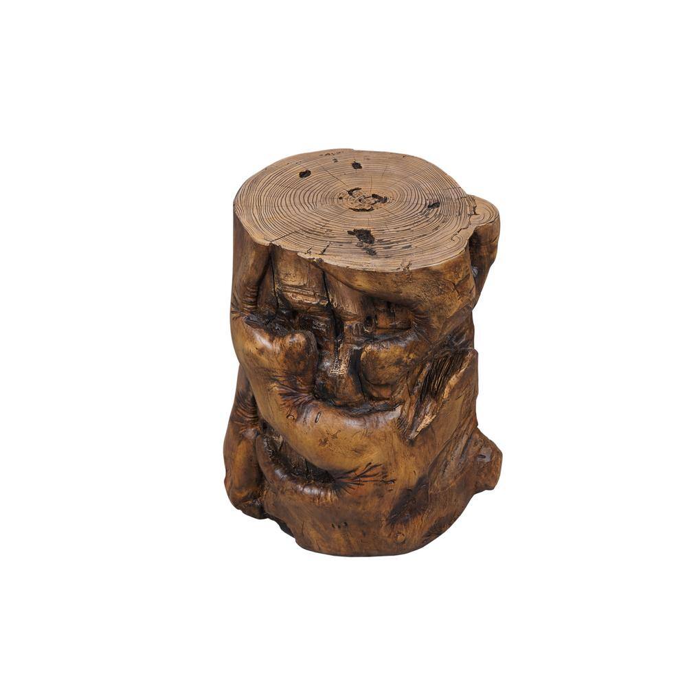 Faux Stone Outdoor End Table in Brown
