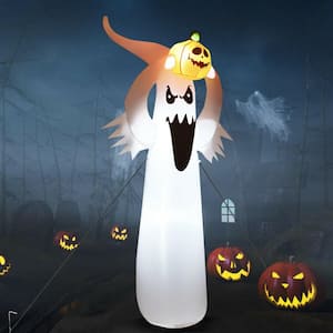 6 ft. Halloween Inflatable Blow Up Ghost with Pumpkin LED Lights Yard Decoration