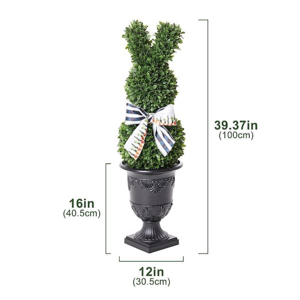 DR.Planzen 3 ft. Artificial Rabbit Topiary Trees Faux Boxwood