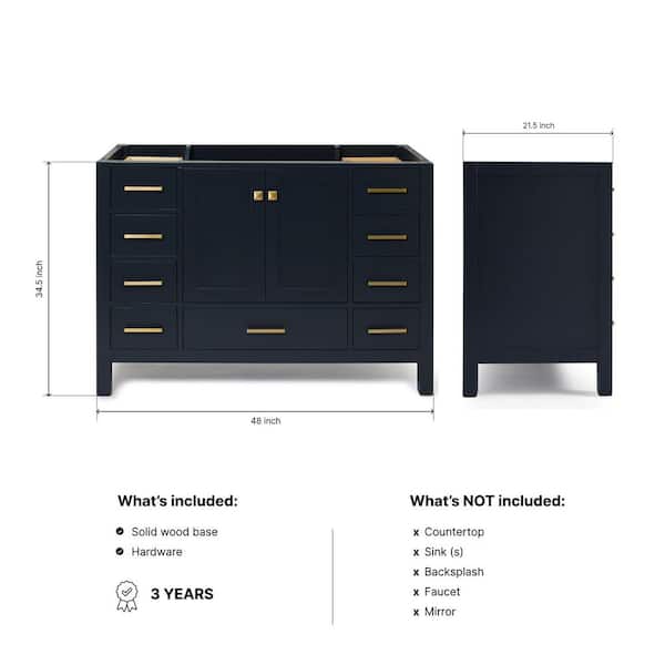Cambridge 48 in. W x 21.5 in. D x 34.5 in. H Freestanding Bath Vanity Cabinet Only in Midnight Blue