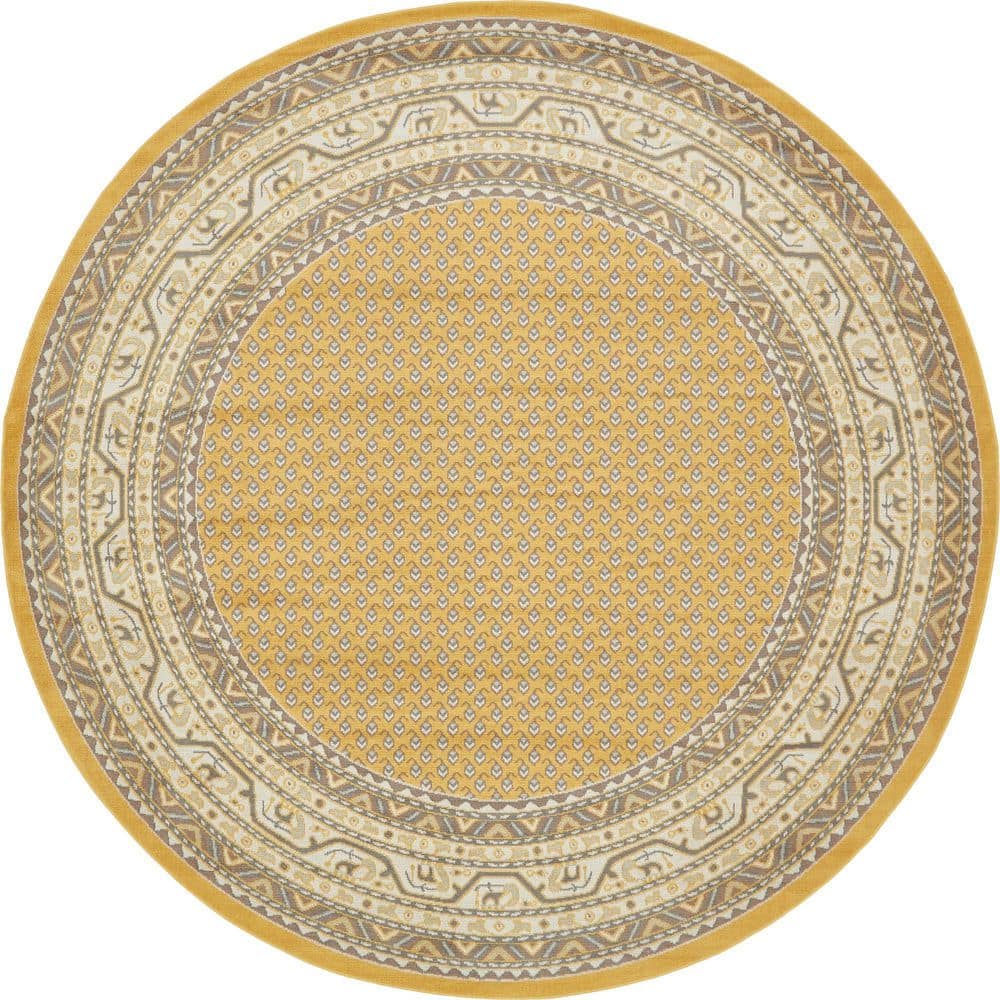 Unique Loom Williamsburg Allover Yellow 8' 0 x 8' 0 Round Rug 3129588 The Home Depot