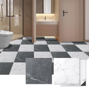 Black and White Marble 12MIL 12" x 12" Waterproof Self Adhesive Vinyl Flooring Tile for Kitchen Bedroom (30 sq. ft.)