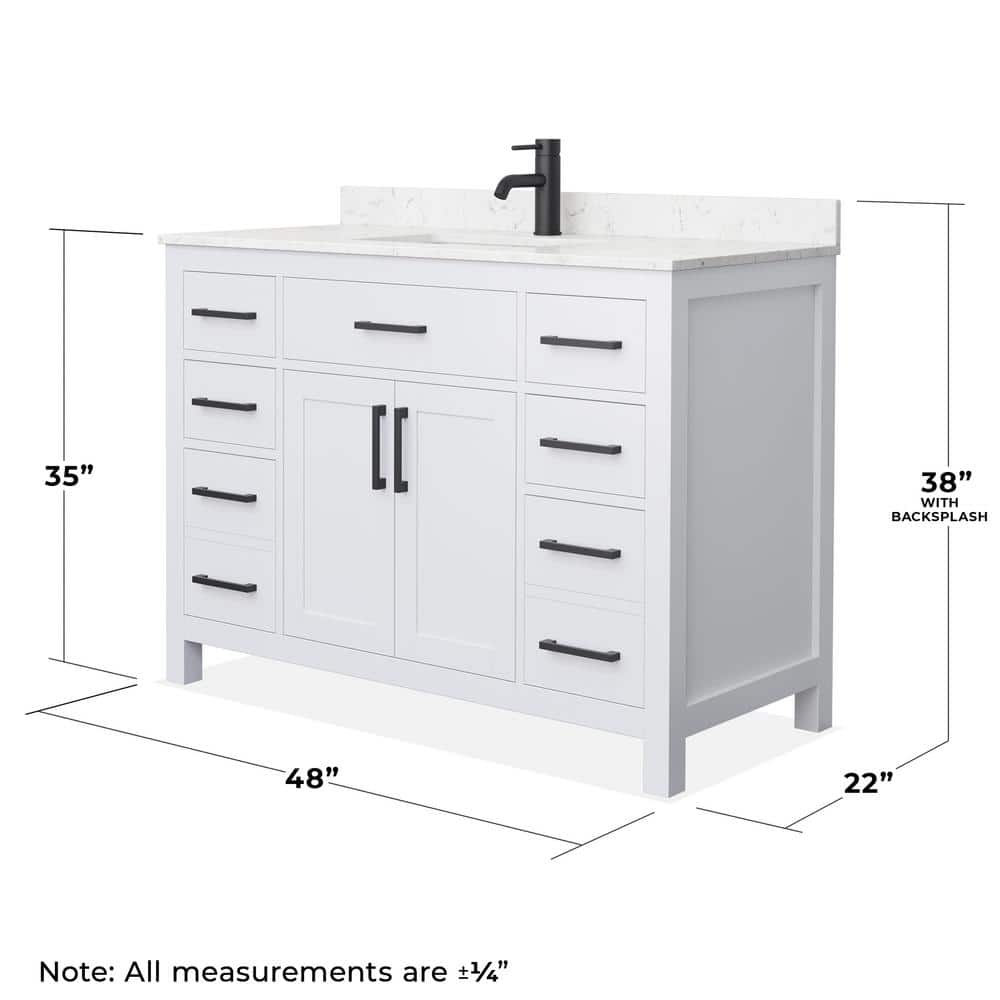 Beckett 48" White Freestanding Single Bathroom Vanity with Marble Top