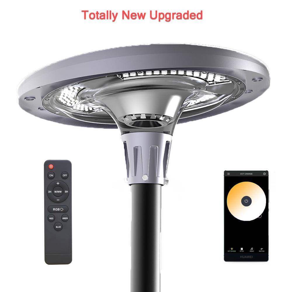 Solar Dark Gray 20W RGB LED UFO Post Path Light APP/Remote Control Commerci