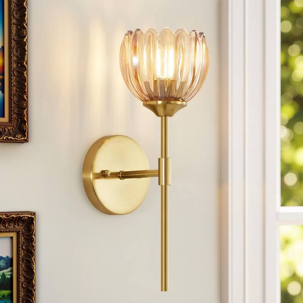 Deyidn 5.12 in. 1-Light Gold Vintage Modern Industrial Wall Sconce with ...