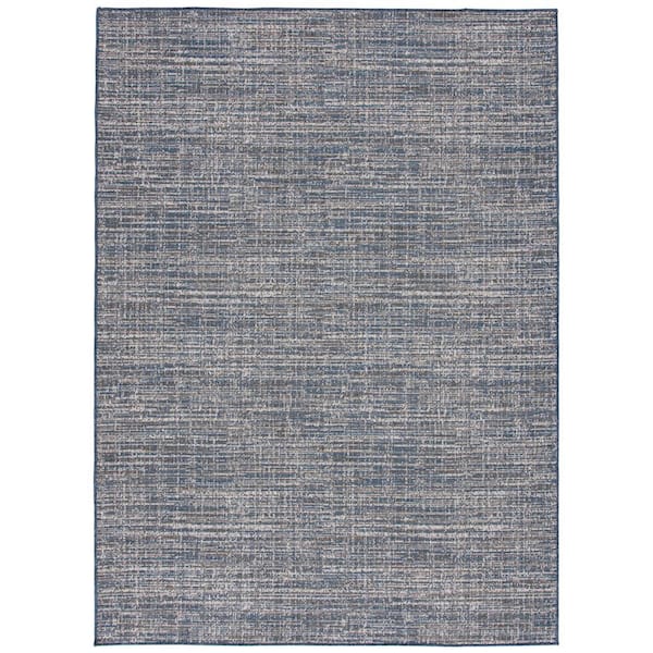 Cobalt/Ecru 9 ft. x 12 ft. Modern Polypropylene Indoor/Outdoor Area Rug