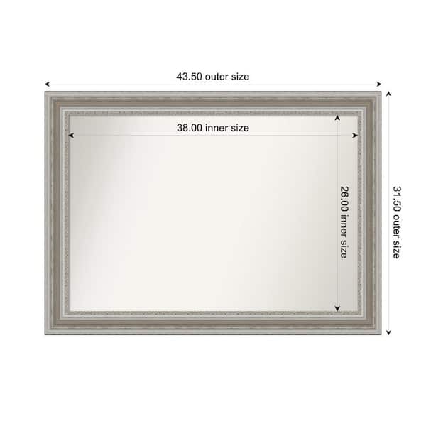 Amanti Art Parlor Silver 43.5 in. x 31.5 in. Custom Non-Beveled Recycled Polystyrene Framed Bathroom Vanity Wall Mirror