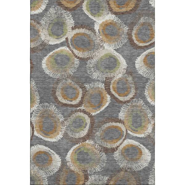 Mayfield Premium Machine Washable Abstract AMF2278 Gray 5 ft. x 7 ft. 6 in. Area Rug