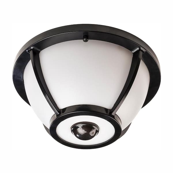 Hampton Bay 360 Degree Matte Black Round Integrated LED Motion Sensing Outdoor Flush Mount