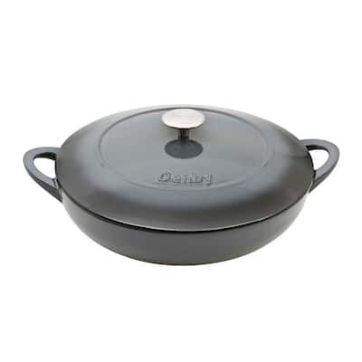 Halo 3.86 qt. Round Shallow Cast Iron Casserole Dish with Lid
