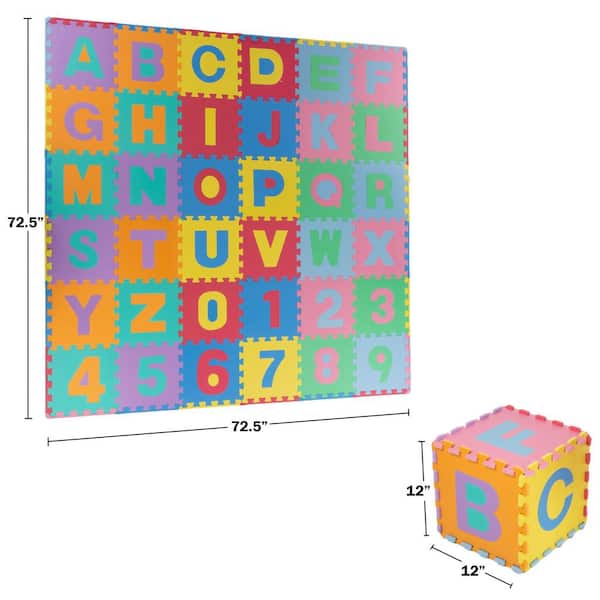 Hey! Play! 96-Piece Alphabet and Number Puzzle Foam Floor Playmat